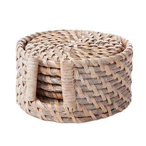 Tea Cup <b>Coasters</b> <b>Set</b> of for Dining Table With Stand Wood Insulated Heat Woven <b>Placemats</b> Rattan <b>Coaster</b> Eco Friendly - Product Image 1