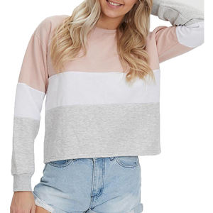 Sweat-shirts pour femmes personnalisés brodés, impression en relief, col rond uni, pull en coton gaufré, sweat-shirt à col rond surdimensionné pour femmes - Product Image 1