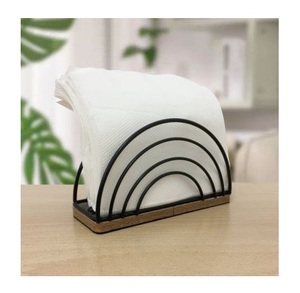 Vente chaude porte-mouchoirs de haute qualité en bois base en métal forme ronde porte-serviettes pour la maison décoration de table porte-serviettes - Product Image 1