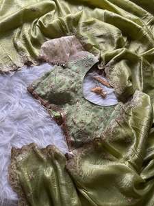 Sari de seda bordado exclusivo de diseñador de boutique indio para adultos, última tendencia étnica de ropa de fiesta - Product Image 4