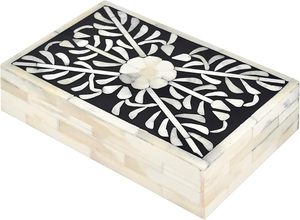 Boîte à bijoux en incrustation d'os de qualité supérieure Boîte de rangement chic et élégante avec des motifs classiques d'inspiration marocaine pour le cadeau des amateurs de bijoux - Product Image 5