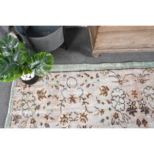 Vintage White & Green Wool Turkish <b>Rug</b> 4ft 6in X 7ft 8in Flat Weave Latex Backing <b>Large</b> Area Carpet <b>Living</b> <b>Room</b> Decorations - Product Image 5