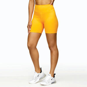 Squat proof & Wickable 78% Nylon 22% Elastane Booty Cut HighRiseFit Sports pour femmes 5 pouces Golden Orange Cycling Shorts respirant - Product Image 1