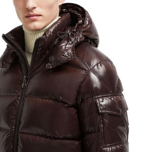 Chaqueta Acolchada Unisex de Lona Brillante con Capucha Desmontable, Abrigo de Invierno Aislante, Prenda Exterior Brillante con Logotipo Frontal, Resistente al Viento - Product Image 3