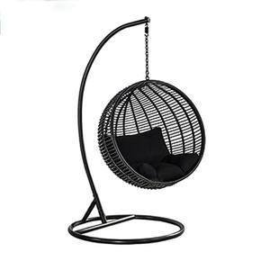 Chaise suspendue moderne double œuf en caoutchouc avec cadre en fer, panier suspendu épais pour jardin, extérieur, balcon, cour – Prix - Product Image 2