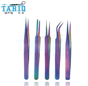 Pince à épiler pour extensions de cils ensemble pince à épiler multicolore en acier inoxydable pince à épiler professionnelle pour faux cils - Product Image 1