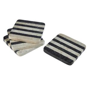 Ensemble de dessous de verre en pierre naturelle fabriqué à la main haute tendance Double-ombre marbre carré table décorative moderne cuisine tasse tapis tampons - Product Image 5