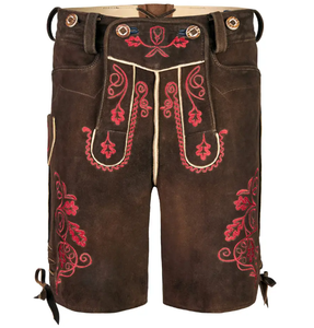 Authentic Bavarian Lederhosen for <b>Men</b> Traditional <b>Brown</b> Goat Leather <b>Shorts</b> with Custom Embroidered Design Oktoberfest Attire - Product Image 4