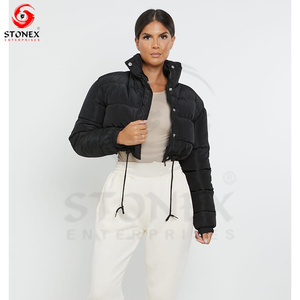Nueva chaqueta acolchada de invierno OEM personalizada, chaquetas acolchadas cálidas de manga larga moradas para mujer - Product Image 1