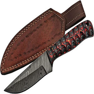 Couteau de chasse à lame fixe en acier damas fait à la main en cuir de vachette confortable gaine manche en bois personnalisable OEM Bowie - Product Image 1