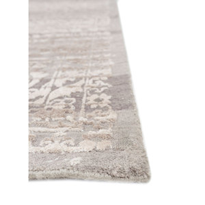 Tapis Konstrukt Classic fait main en laine bleue et soie de bambou, épaisseur 10 mm, motif rectangulaire médaillon, viscose pour la maison HWB-5015 - Product Image 4