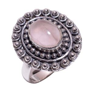 Bagues en quartz rose scintillant fait à la main bijoux fins en vrac vente en gros fabricant de bagues en argent sterling 925 - Product Image 1