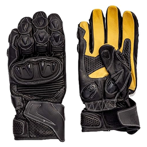 Unisex Genuine Leather Gauntlet Gloves for Motorbike Auto Racing Breathable Winter Knuckle Armoured Black White Riding - Product Image 4