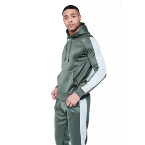 Trajes de chándal de entrenamiento de invierno de dos piezas personalizados para hombre, ropa de correr de poliéster, chándal de lana de invierno sólido con logotipo impreso - Product Image 4