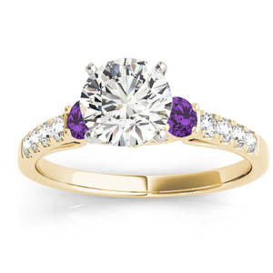 Juego de Joyería Fina de Oro Amarillo de 14K con Diamante y Amatista, Anillo de Compromiso de Tres Piedras de 0.55ct - Product Image 5