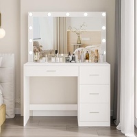 Table de maquillage moderne étanche avec miroir à 3 lumières LED réglables, coiffeuse de chambre avec rangement, meuble de maison