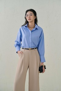 Nueva moda de mujer, camisa informal de negocios de Color sólido, Otoño/Invierno, manga larga de gran tamaño, cuello de solapa, abotonado, suelto, Primavera - Product Image 5