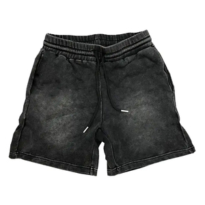 Short délavé à l'acide avec cordon de serrage pour hommes, en coton, vintage, imprimé bouffant, personnalisé, lourd, 300 +, GSM, 2025 - Product Image 5