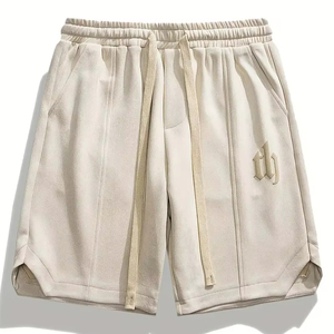 Shorts de gym pour hommes à séchage rapide pas cher en vente en gros de shorts d'entraînement de fitness en maille de plage avec poches taille imprimée en polyester uni - Product Image 1