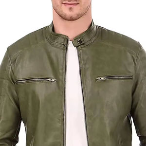 Veste en cuir véritable de haute qualité pour hommes, design personnalisé, col montant solide, chauffante pour l'extérieur, veste d'hiver, High Street New - Product Image 6