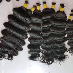 Para Genius Weft 1 paquete de paquetes de cabello humano virgen indio crudo rizado Yaki rizos húmedos extensiones de tejido indio sedoso onda profunda suelta - Product Image 4