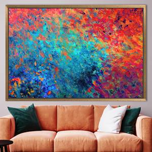 Modern Abstract Colorful Art <b>Canvas</b> - Printed Contemporary Wall Decor,1P:Gold <b>Framed</b> - Product Image 1