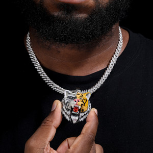 Tiger Ice Moissanite VVS Diamond Jewel Hip Hop Style Tiger Head Colgante con collar de cadena Colgantes impresionantes y cadena - Product Image 6