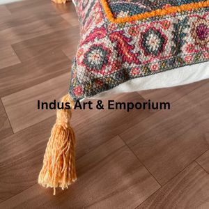 Indian Handmade Cotton Tufted Throw <b>Pillow</b> Cover Bohemian Cotton <b>Pillow</b> Cover - Product Image 2