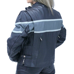 Veste en cuir pour femmes Automne Style populaire bleu avec sangle Vente en gros Dernière mode Cool Zipper Pu Vestes en cuir pour femmes - Product Image 2