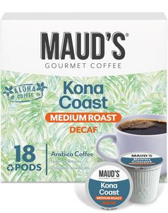 Maud's Decaf Kona Coffee Pods, 18 ct, Decaffeinated Medium Roast Coffee in Single Serve Pods – 100% Arabica Coffee - Product Image 4