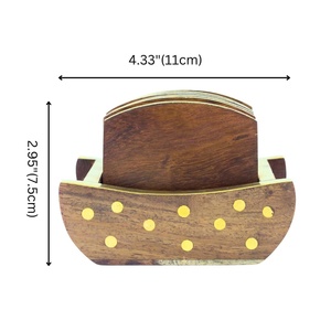 Luxury World Craft Impex Bulk Soporte de bambú cuadrado personalizado 4/5 Piedra personalizada Naturaleza Madera Smooth Cup Mats Posavasos Set World - Product Image 2