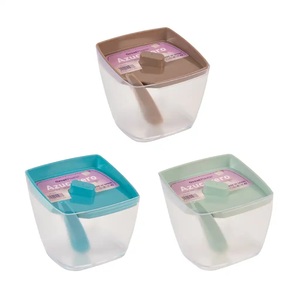 Zuccheriera quadrata trasparente in plastica con cucchiaio (Plastic 1077) - Product Image 1