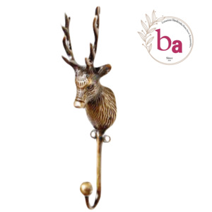 Laiton antique renne Animal mur en fonte manteau et crochet pour chapeau cintre fabriqué à la main avec précision Made in USA crochets et rails - Product Image 1