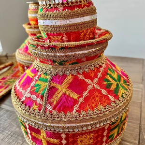 Conjunto de Jaggo DE BODA Punjabi bordado Ghadoli Kalash Chajj Sikh accesorios de boda indios Haldi Maiyan Vatna Sangeet Decor - Product Image 1