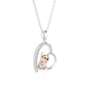 Collar con Corazón Grabado Personalizado Jeulia Petland Corgi con Zirconia, Regalo Perfecto - Product Image 2