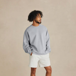 High Quality Custom Embossed Logo Thick Plus Size <b>Men</b> Clothing <b>Grey</b> Loose Fit <b>Sweatshirts</b> - Product Image 3