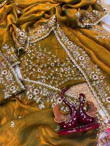 Dernier concepteur doux en mousseline de soie Saree classique Bollywood Style mariages événements spéciaux mode indienne Boutique vêtements de mariée - Product Image 2