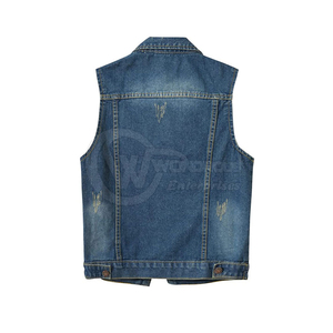 Chaleco sin mangas de mezclilla con cuello vuelto, estilo casual, bordes deshilachados, corte regular, para verano - Product Image 2