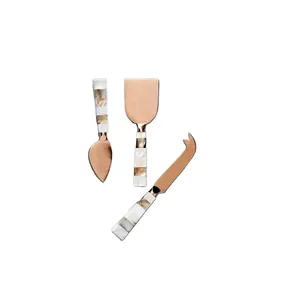 Ensemble d'outils de coupe de fromage en acier inoxydable avec poignée en forme de feuille de laiton, parfait pour mariage et ustensiles de cuisine - Product Image 4