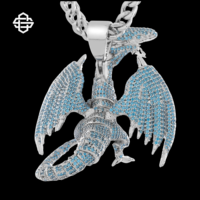 Pendentif Dragon Luxe Iced Out pour Homme en Argent 925 Plaqué Or avec Moissanite, Style Hip Hop, Bijou Tendance, Cadeau