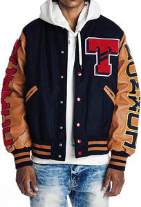 OEM Personnalisé Hiver Polyester/Coton Col Montant Broderie Lettermen Vintage Varsity College Jacket Hommes Université Bomber Jacket - Product Image 5