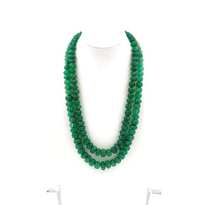 Collier de perles de citrouille émeraude fait à la main 2 couches, pierre précieuse perlée, déclaration Boho, perles de pierre naturelle, collier épais - Product Image 1