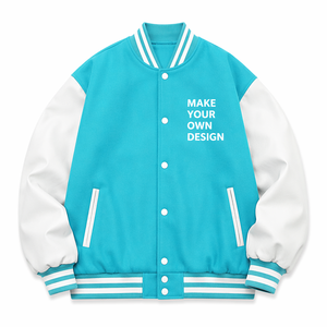 Custom Design <b>Men's</b> Varsity <b>Jacket</b> Black <b>White</b> PU Leather Sleeve Casual Autumn Button Front Heat Transfer Printing - Product Image 6