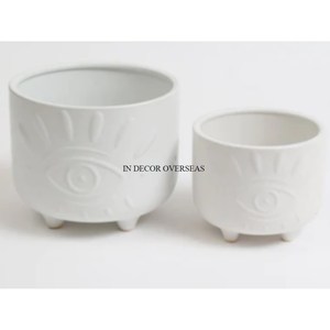 Tazón de metal de la mejor calidad con acabado de esmalte de color blanco con bordes superiores chapados en oro y asas, suministros para cuencos decorativos y para servir - Product Image 3