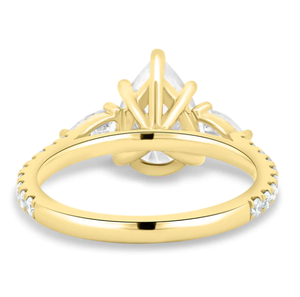 Diseñador 14K sólido amarillo laboratorio cultivado diamante compromiso boda anillo IGI certificado pera corte Mia trilogía joyería para mujer regalo - Product Image 5