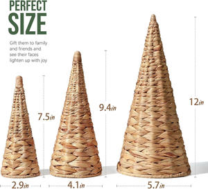 Decoración navideña de cono de jacinto trenzado, adorno navideño ecológico hecho a mano, decoración rústica de temporada, OEM de Vietnam, ODM - Product Image 5