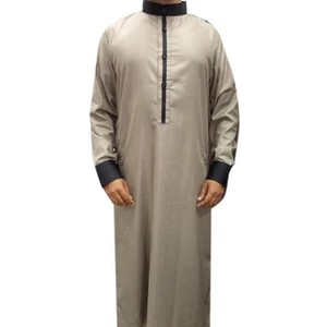 Transpirable hombres árabes Daffah Thobes ropa islámica Color sólido Kaftan Jubbah hombres Thobe musulmán - Product Image 2