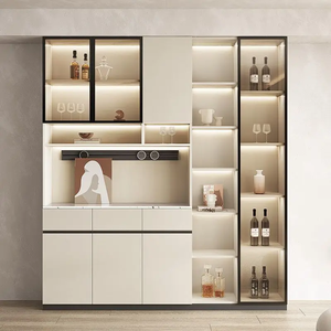 Meuble de rangement moderne avec finition mélamine, meuble d'angle pour café et vin, armoire haute avec rangement fermé et module personnalisable flexible - Product Image 3