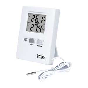 Thermomètre numérique intérieur/extérieur avec écran LCD, double capteur de température, enregistreur de température maximale et minimale, support mural pour la maison - Product Image 2