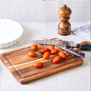 Planche à découper en teck avec poignées Bois de couleur naturelle Forme rectangulaire - Product Image 2